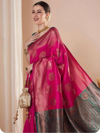 Very Charming Soft Silk Saree With Zari Weaving