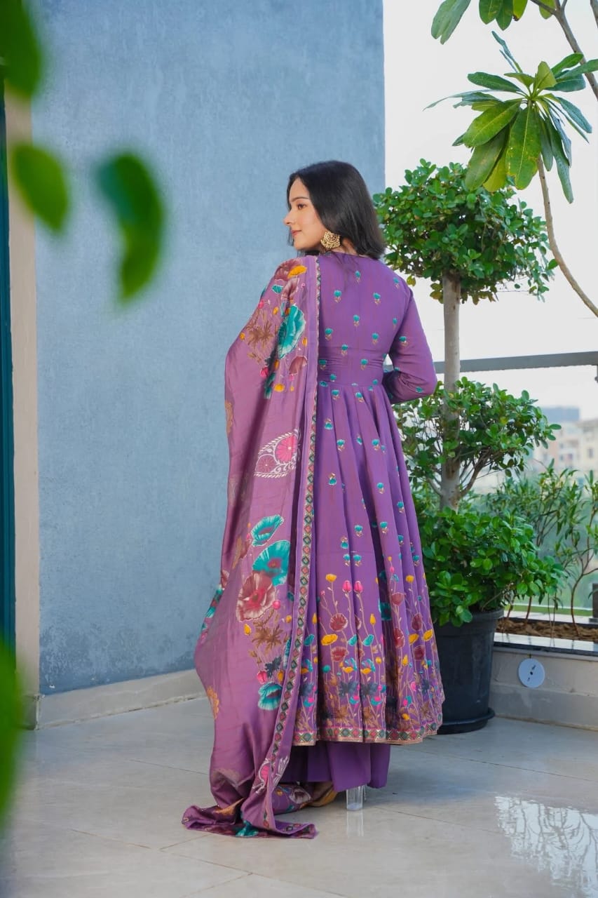 Aarika Bloom Printed Anarkali Suit Set