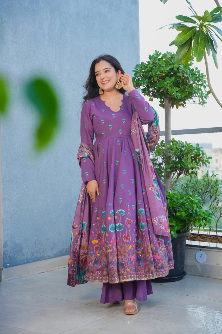 Aarika Bloom Printed Anarkali Suit Set
