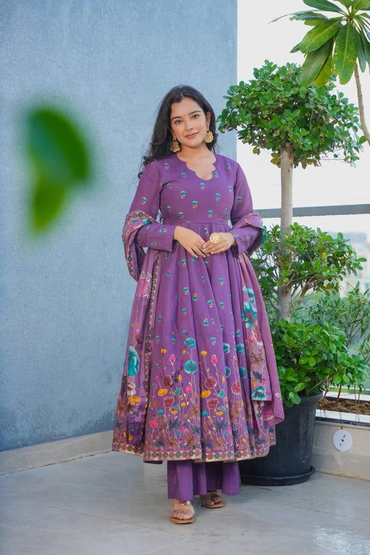 Aarika Bloom Printed Anarkali Suit Set