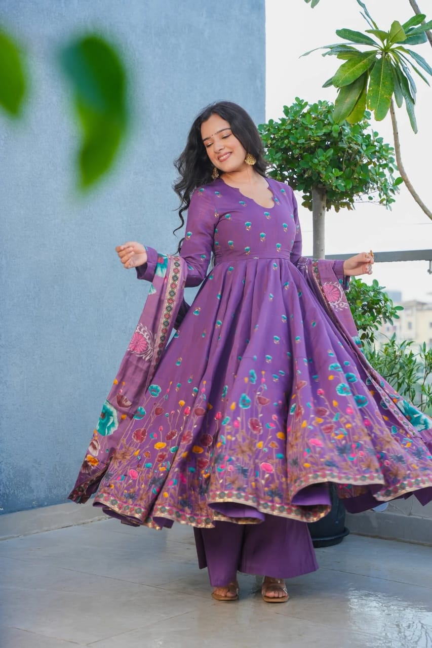 Aarika Bloom Printed Anarkali Suit Set