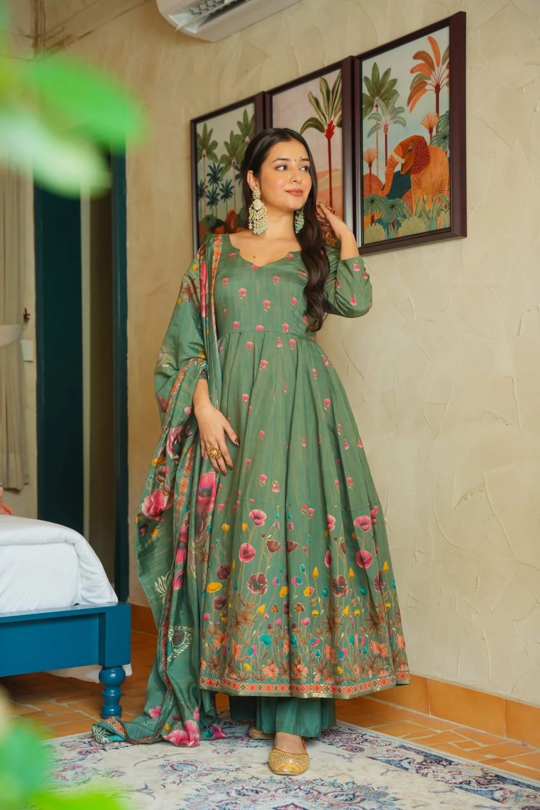 Aarika Bloom Printed Anarkali Suit Set