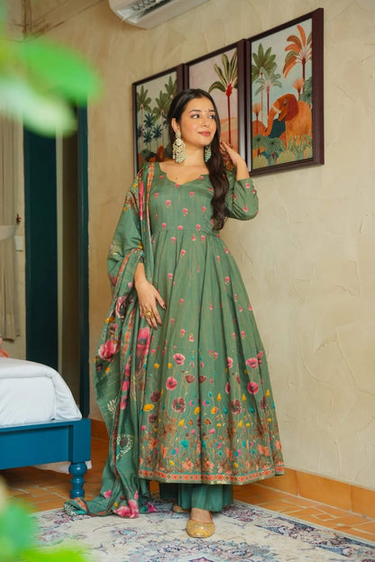 Aarika Bloom Printed Anarkali Suit Set