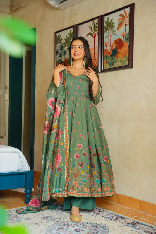 Aarika Bloom Printed Anarkali Suit Set