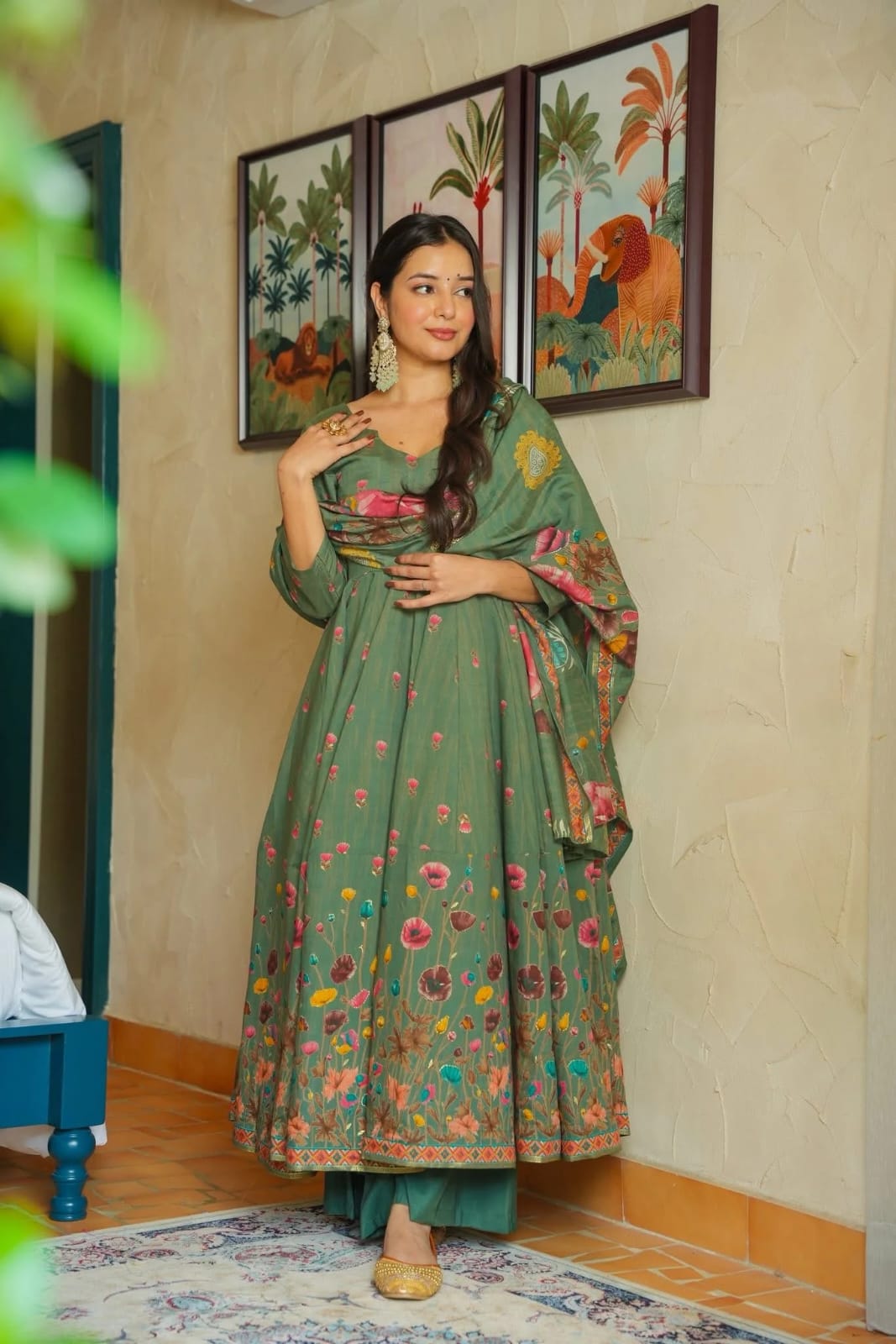 Aarika Bloom Printed Anarkali Suit Set