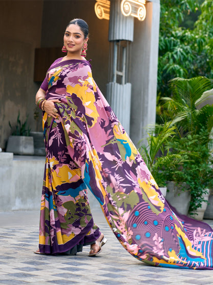 Very Graceful Georgette Saree With Stunning Floral Print