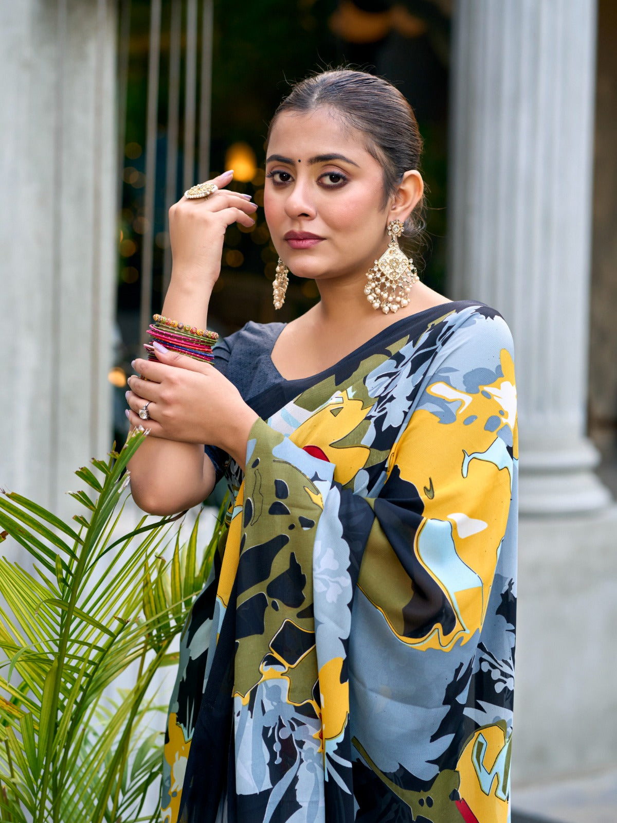 Very Graceful Georgette Saree With Stunning Floral Print