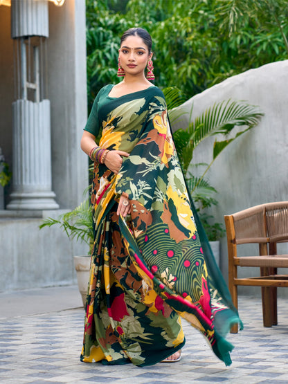 Very Graceful Georgette Saree With Stunning Floral Print