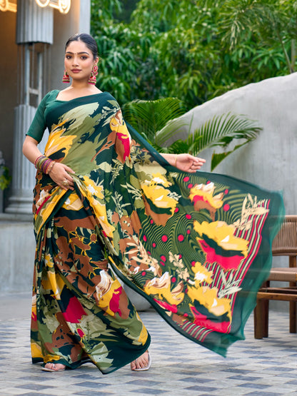 Very Graceful Georgette Saree With Stunning Floral Print