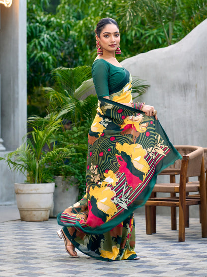 Very Graceful Georgette Saree With Stunning Floral Print