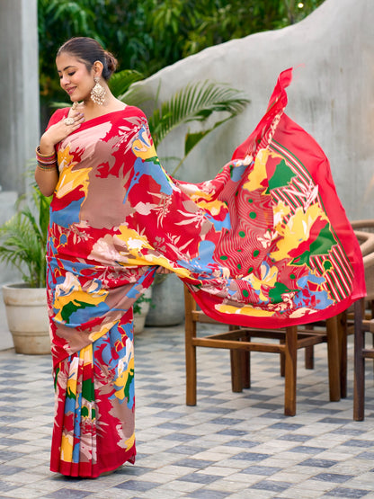 Very Graceful Georgette Saree With Stunning Floral Print