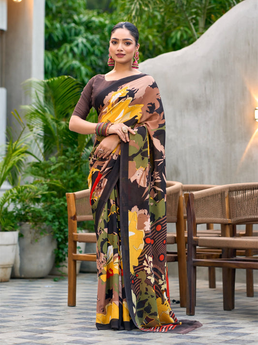 Very Graceful Georgette Saree With Stunning Floral Print