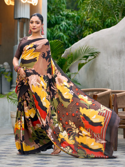 Very Graceful Georgette Saree With Stunning Floral Print
