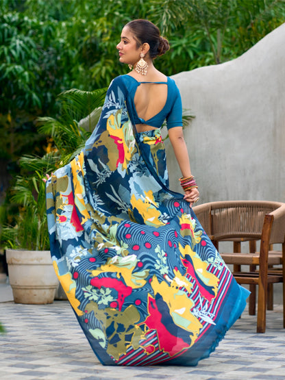 Very Graceful Georgette Saree With Stunning Floral Print