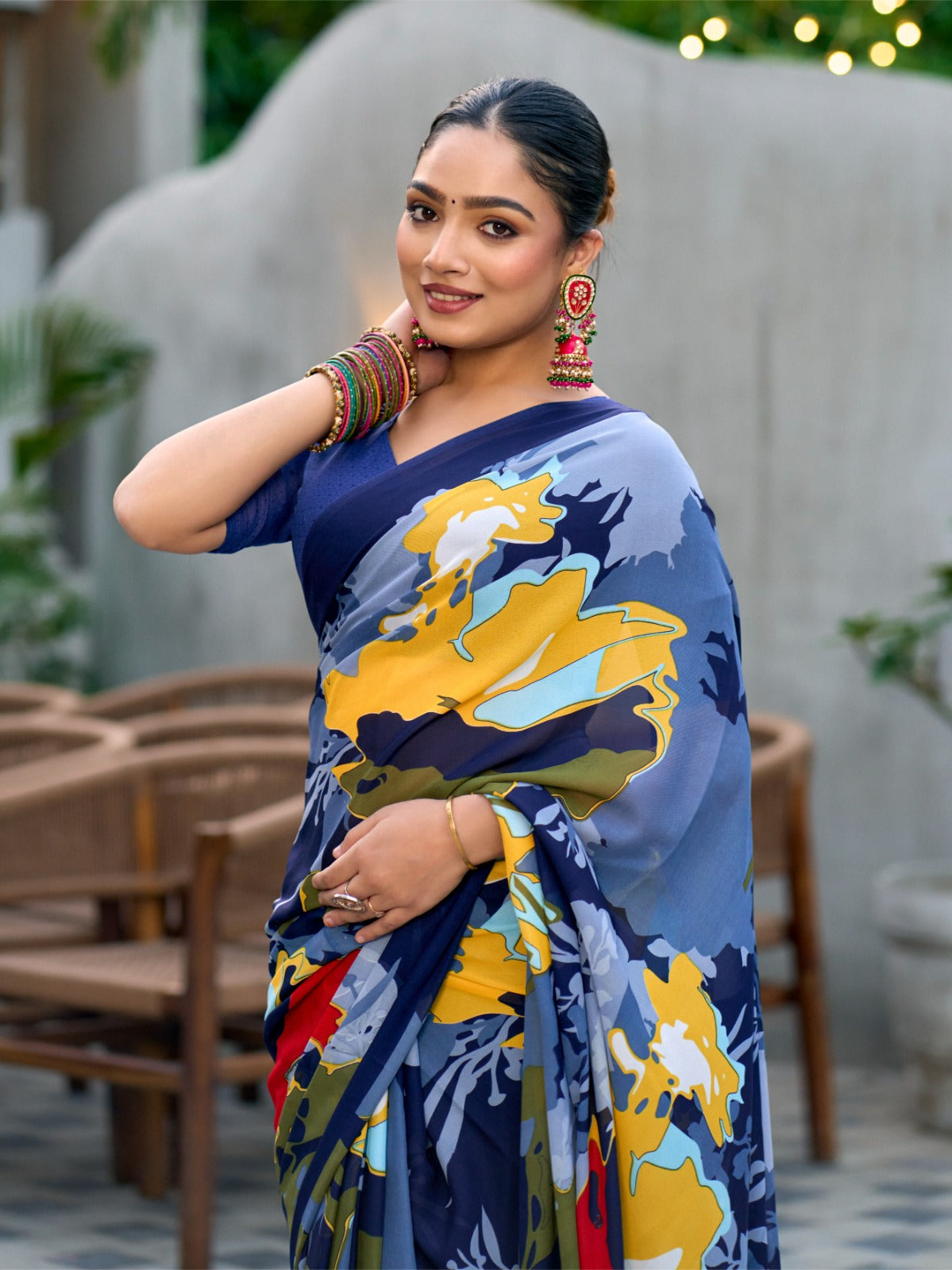 Very Graceful Georgette Saree With Stunning Floral Print