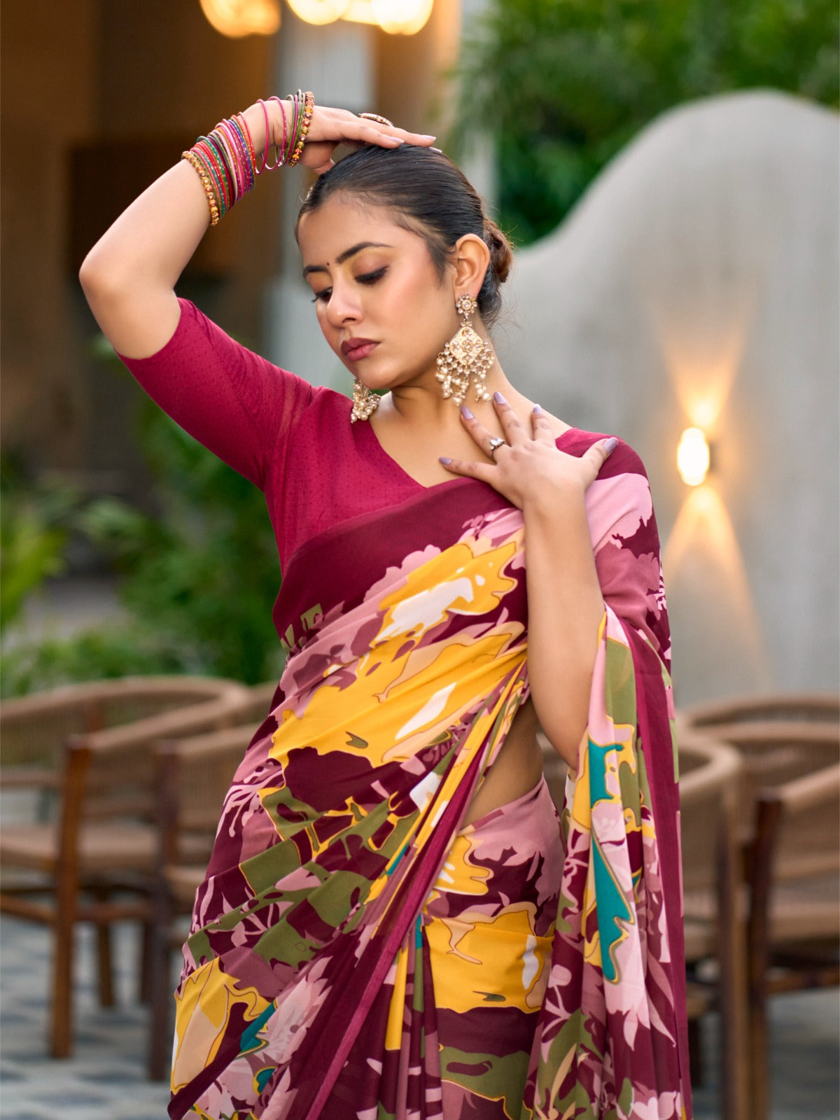 Very Graceful Georgette Saree With Stunning Floral Print