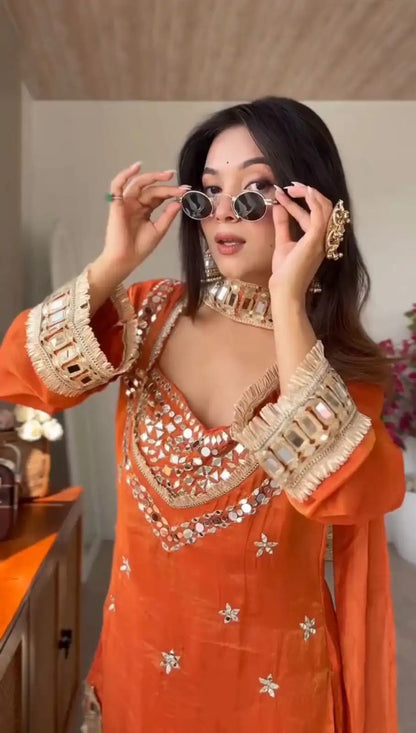 Surmayi Noor Mirror Work Suit Set