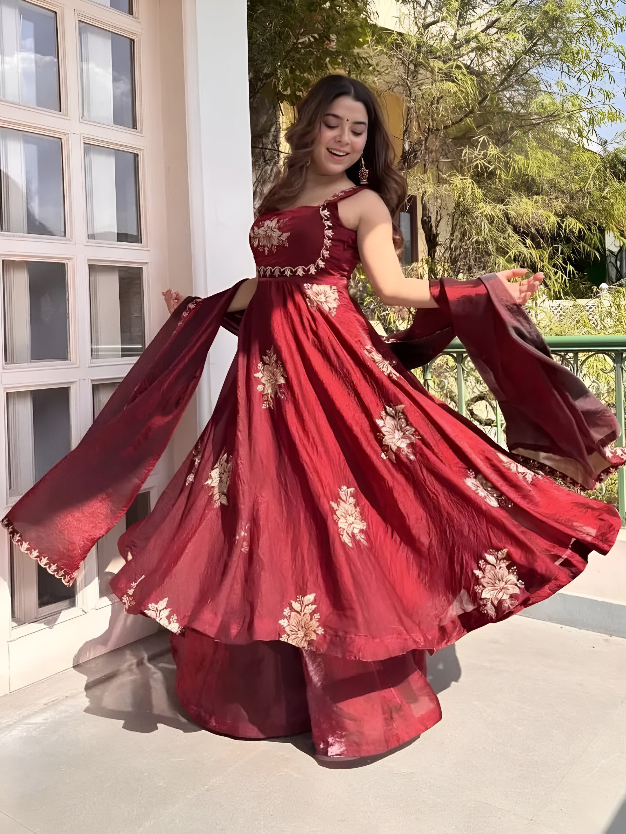 Ishani Cherry Heritage Occasion Embroidered Anarkali Suit Set