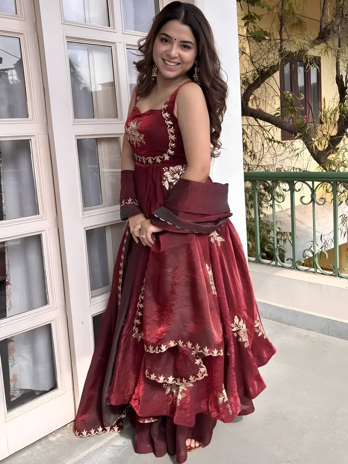 Ishani Cherry Heritage Occasion Embroidered Anarkali Suit Set