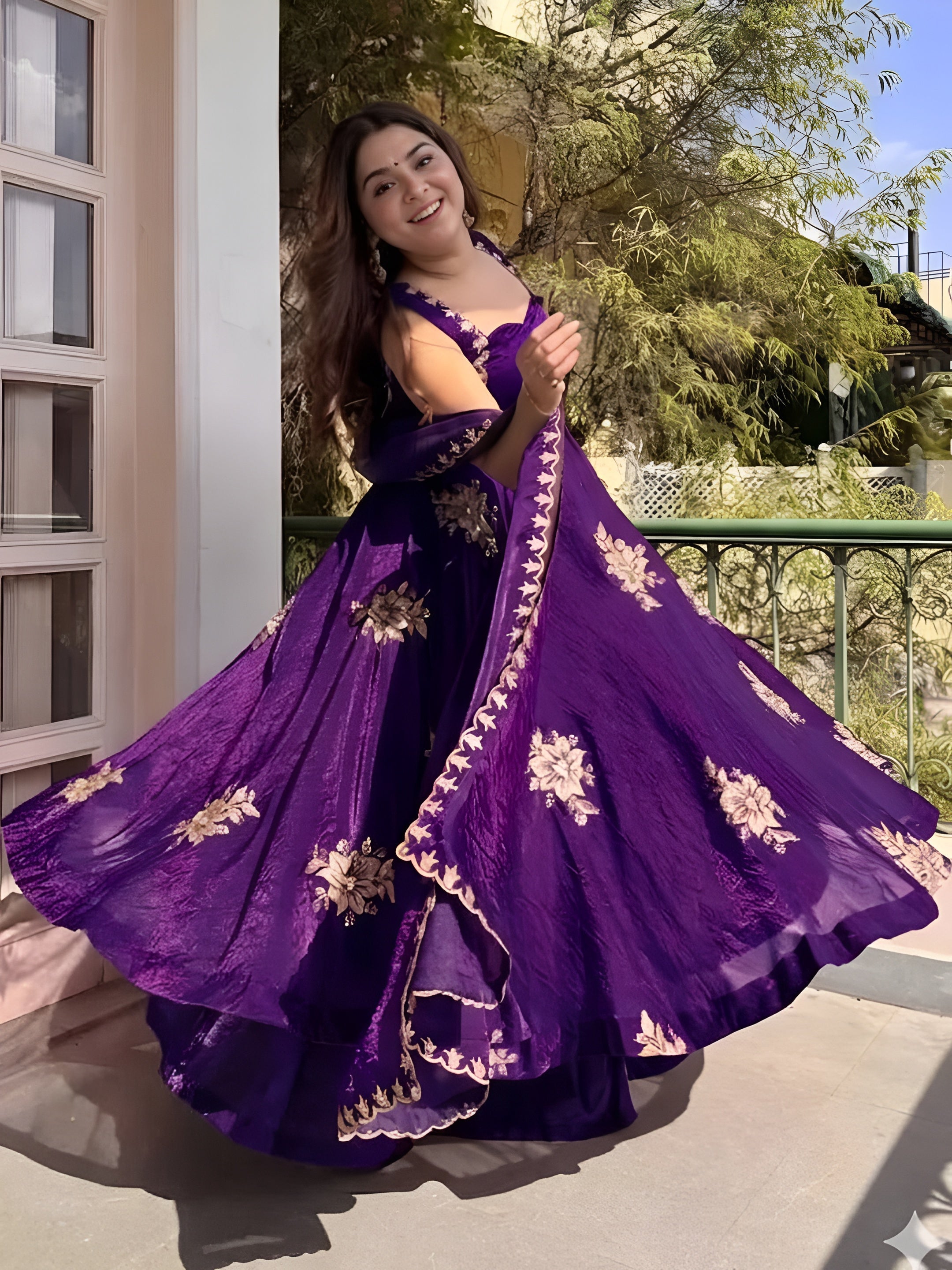 Ishani Purple Heritage Occasion Embroidered Anarkali Suit Set
