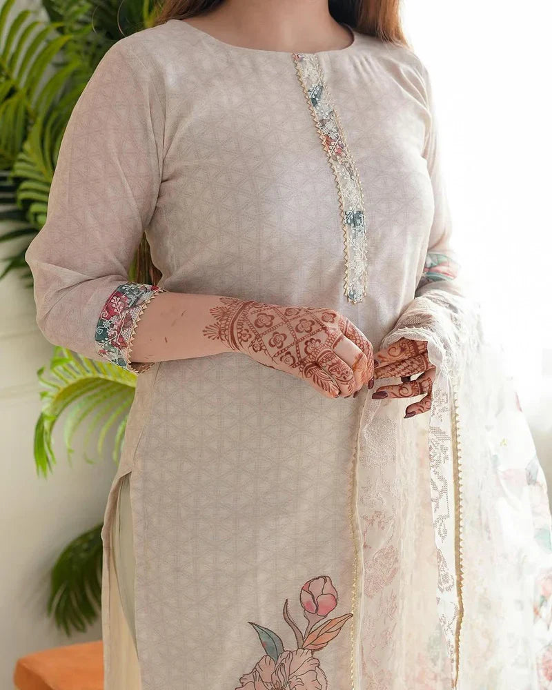 Very Charming Pure Linen Floral Print suit Set
