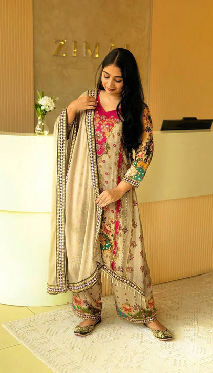 Adorning White Premium Anarkali Kurta Set