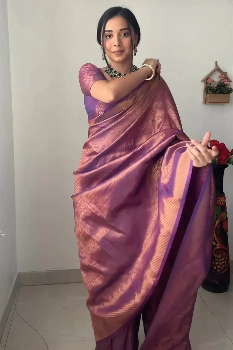 Trending 1 Min Ready To Wear Soft Silk Saree With Blouse