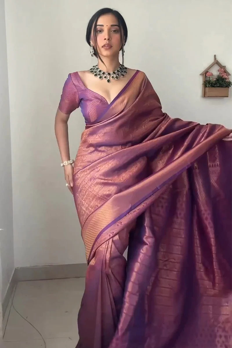 Trending 1 Min Ready To Wear Soft Silk Saree With Blouse