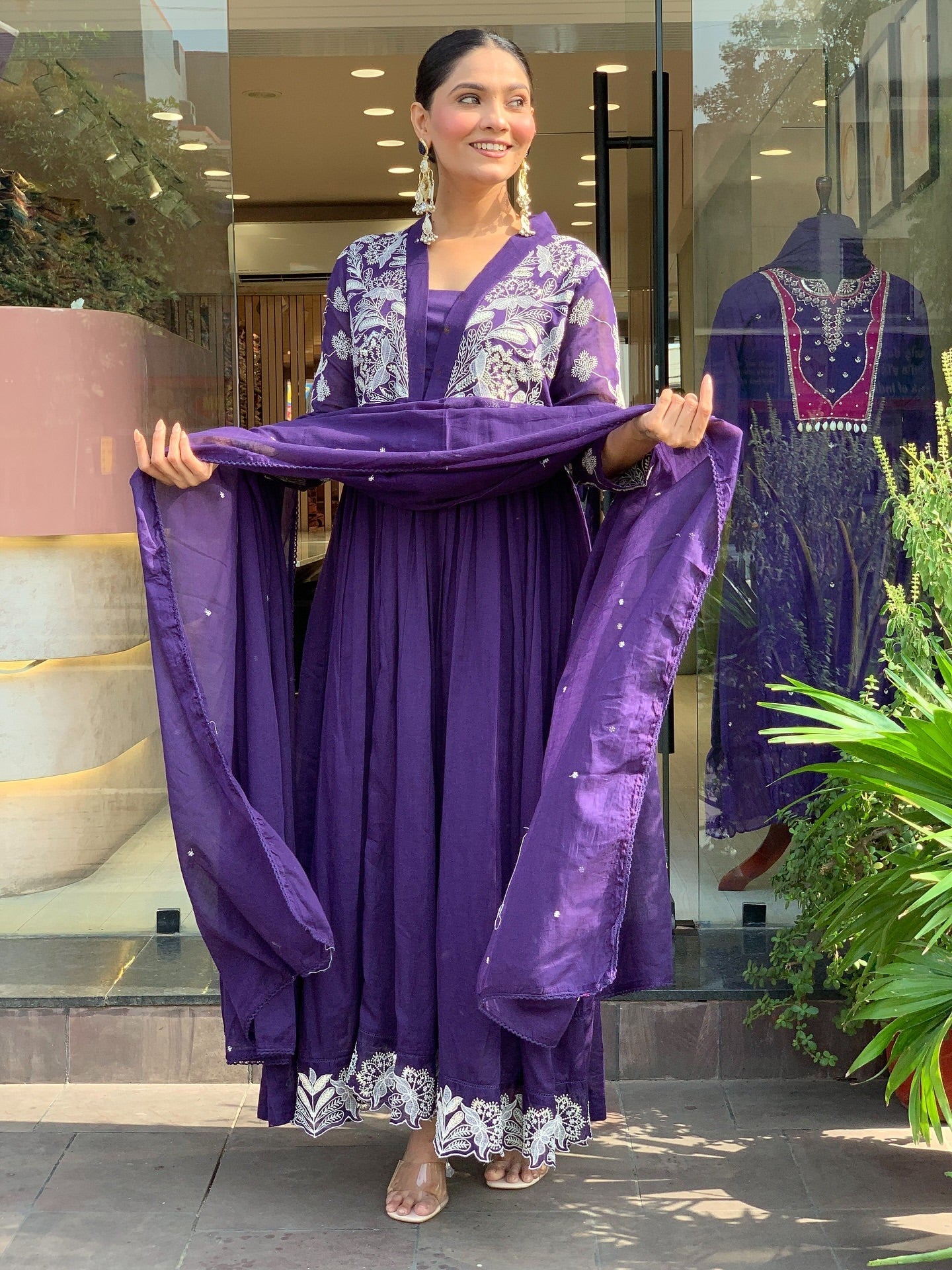 Beautiful Roman Silk Embroidery Suit Set