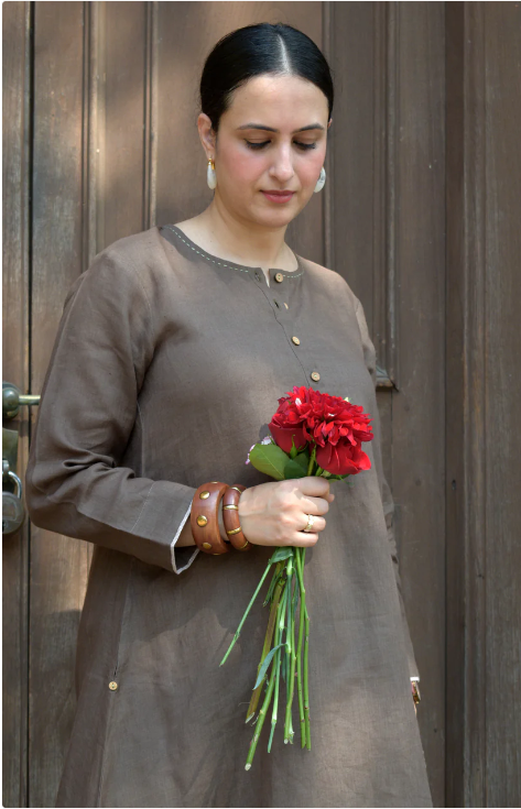 Very Beautiful Pure Linen Cord Set With Embroidery Work
