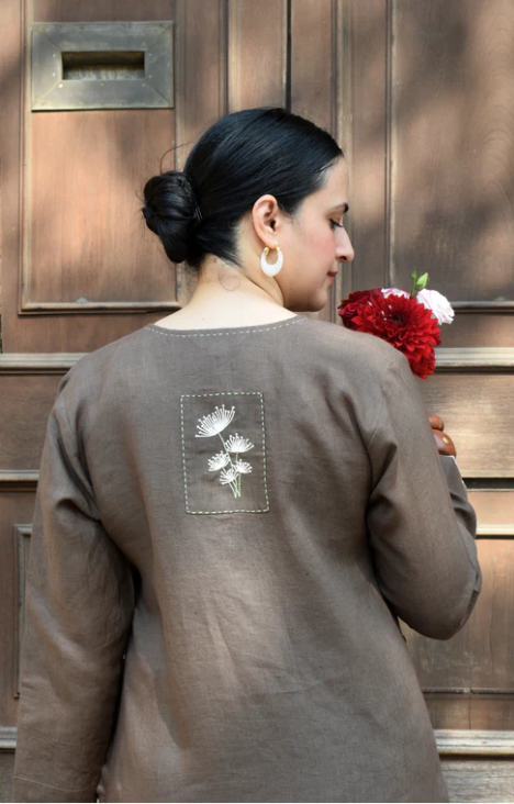 Very Beautiful Pure Linen Cord Set With Embroidery Work