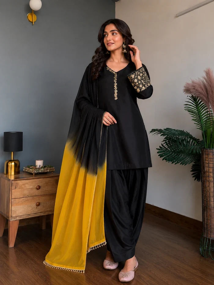 Amani Black Embroidered Suit Set