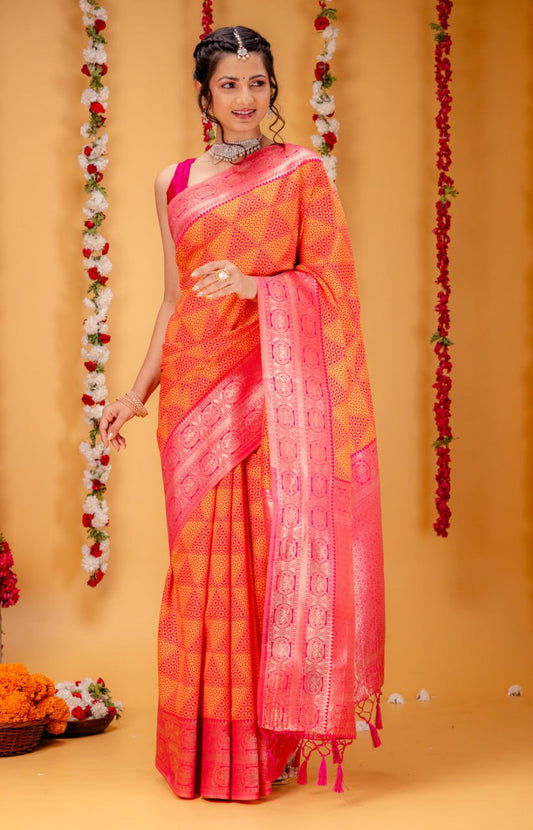 Most Engaging Banarasi Silk Saree With Zari Weaving