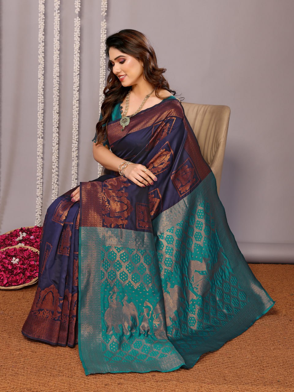 Most Elegant Banarasi Silk Saree With Rich Pallu