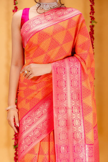 Most Engaging Banarasi Silk Saree With Zari Weaving