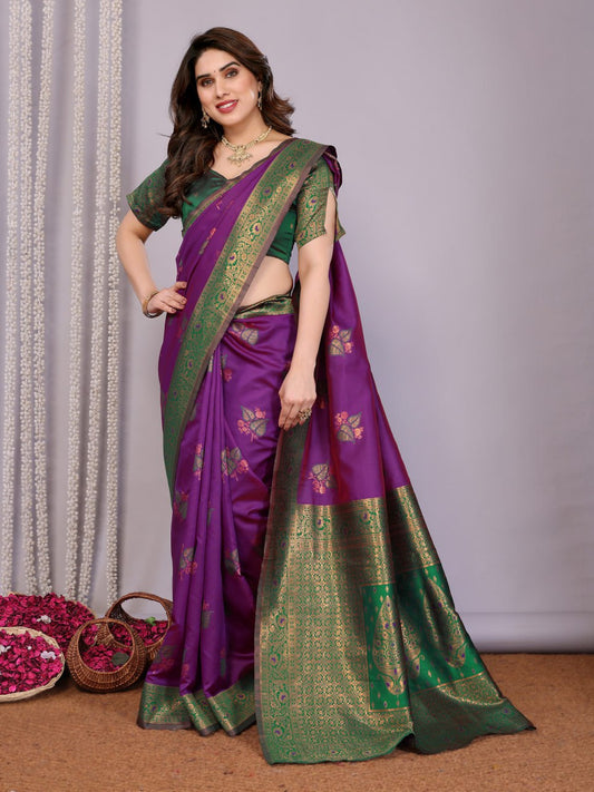 Most Gorgeous Banarasi Silk Saree with with Rich Pallu