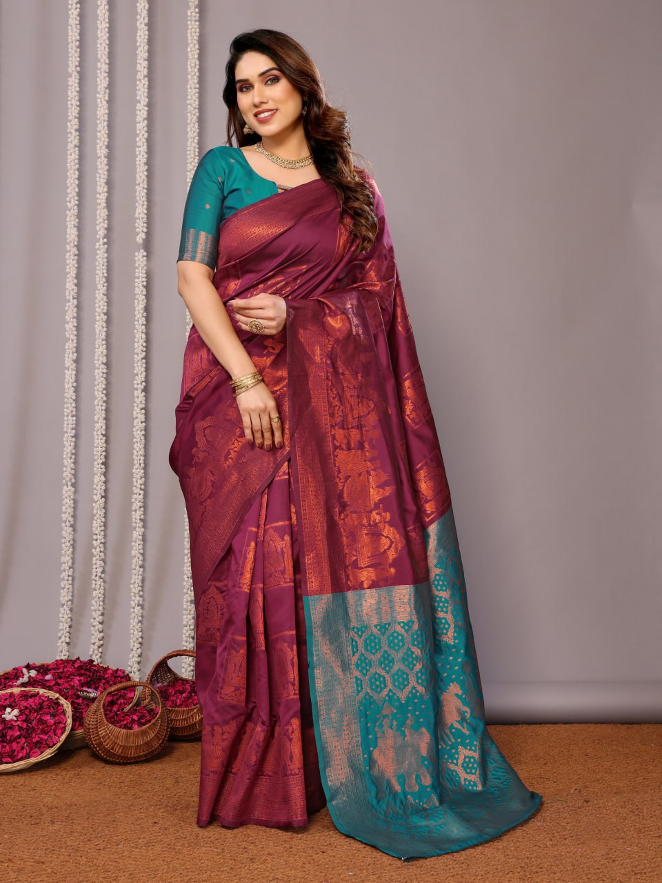 Most Elegant Banarasi Silk Saree With Rich Pallu