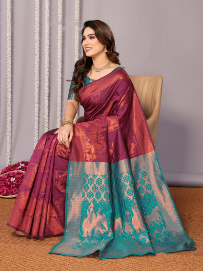 Most Elegant Banarasi Silk Saree With Rich Pallu