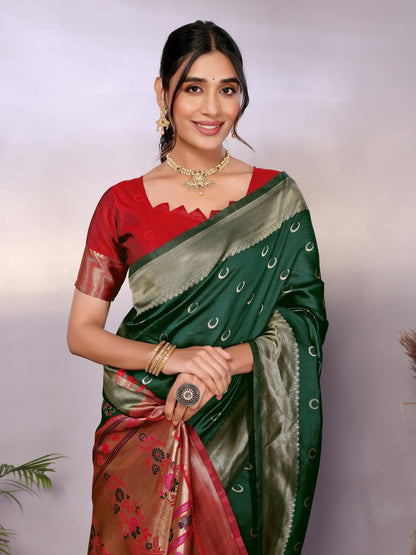 Most Graceful Paithani Silk Saree With Rich Border & Pallu
