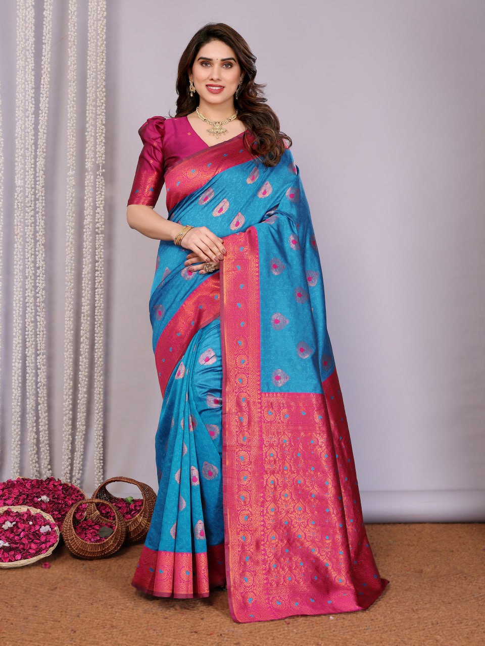 Most Alluring Banarasi Silk Saree with with Rich Pallu