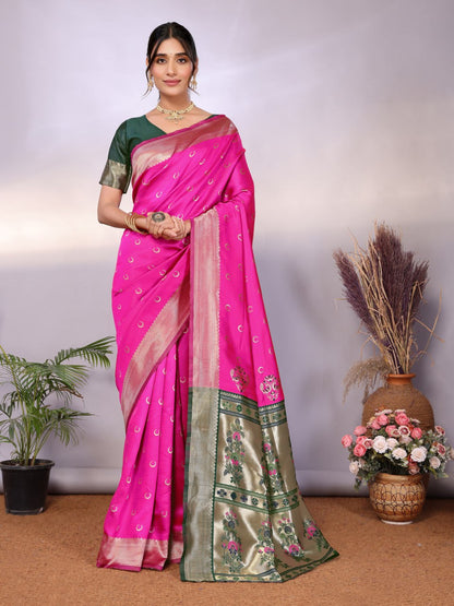 Most Graceful Paithani Silk Saree With Rich Border & Pallu
