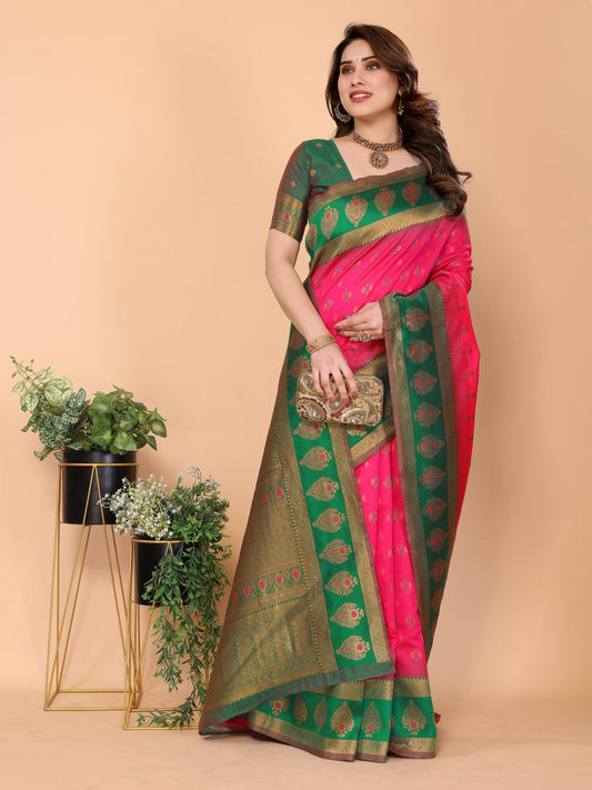 Most Engaging Banarasi Silk Saree with Rich Zari Motifs