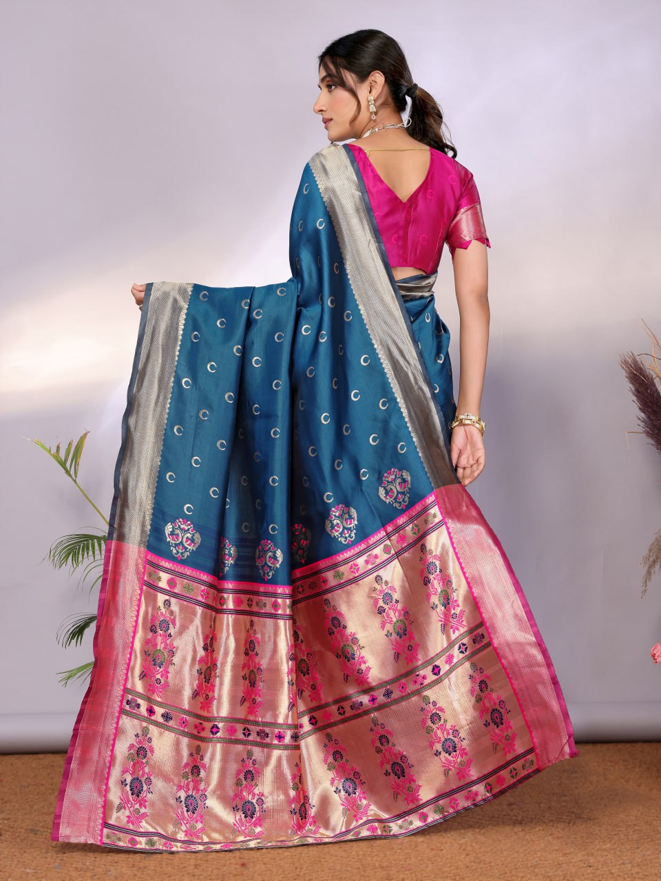Most Graceful Paithani Silk Saree With Rich Border & Pallu