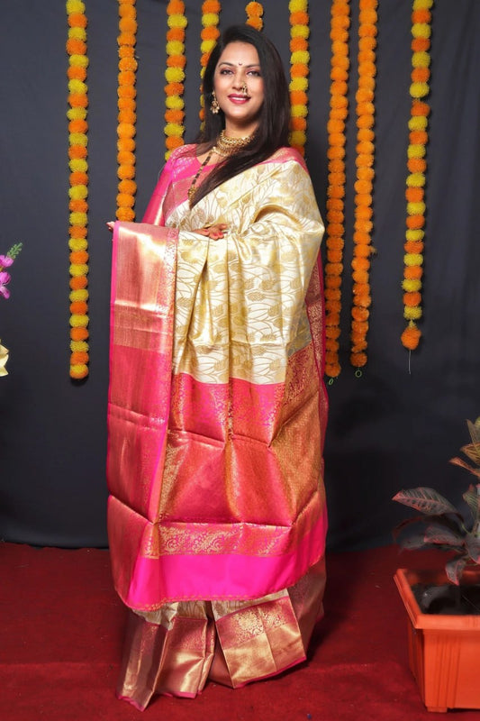 Most Exquisite Traditional Silk Saree With Rich Pallu