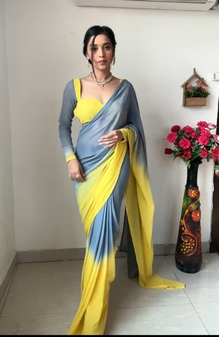 1 Min Ready To Wear Saree In Imported Georgette With Blouse