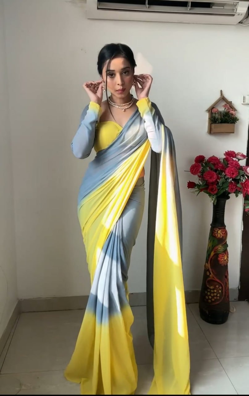 1 Min Ready To Wear Saree In Imported Georgette With Blouse