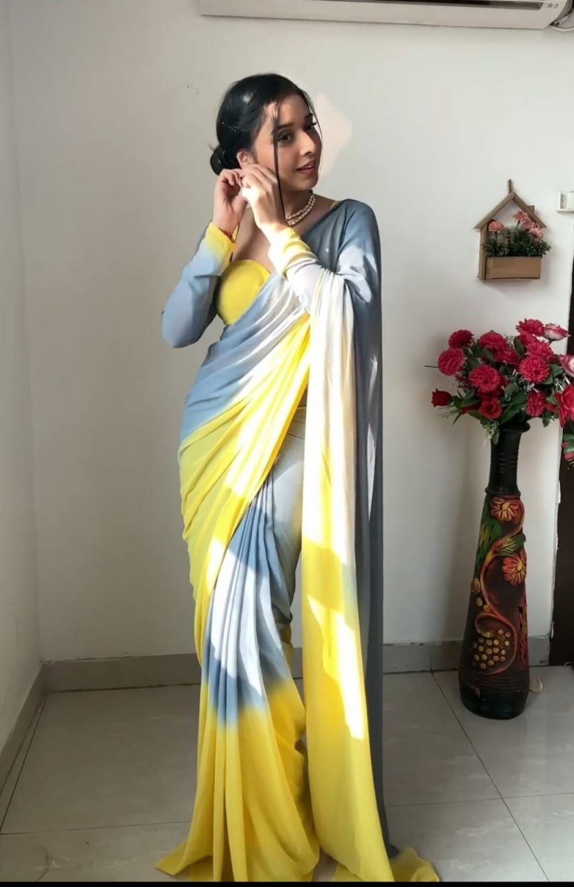 1 Min Ready To Wear Saree In Imported Georgette With Blouse