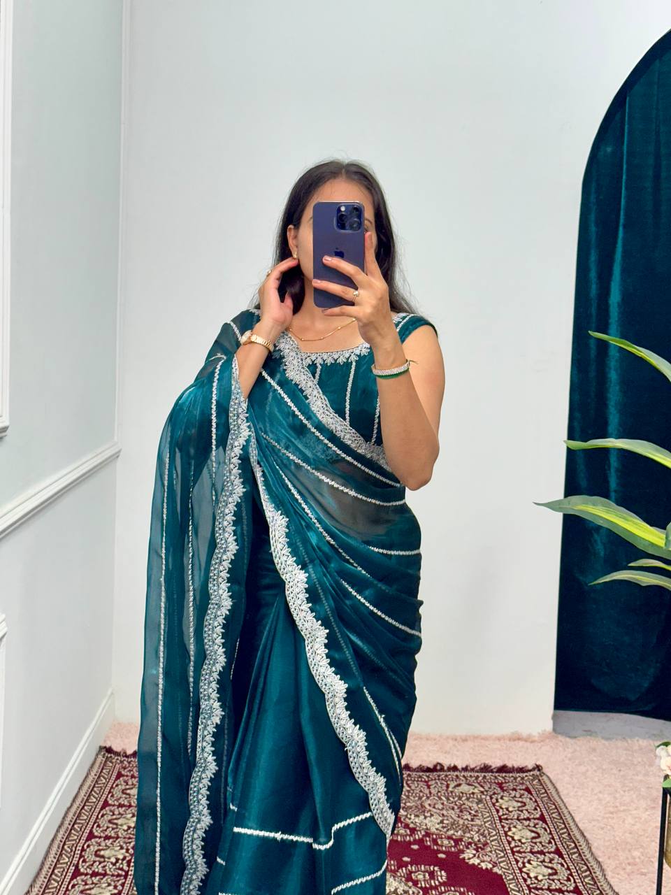 Most Trending Pure Jimmy ChooSaree With Heavy Laheriya Work