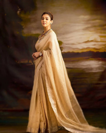 Trending Bollywood Tissue Metalic Pure Banarasi Zari Silk Saree