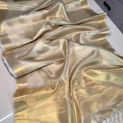 Trending Bollywood Tissue Metalic Pure Banarasi Zari Silk Saree